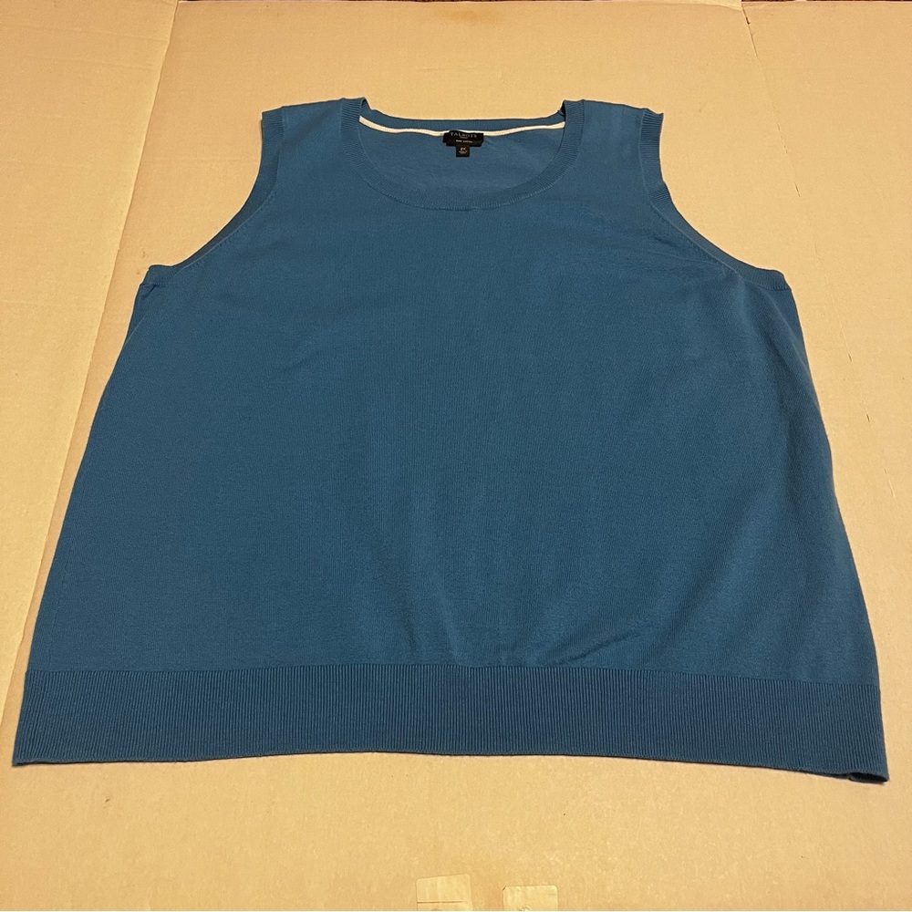 Talbots Woman Womens Size 2X XXL Light Blue Sleeveless Sweater‎ Vest Preppy Golf
